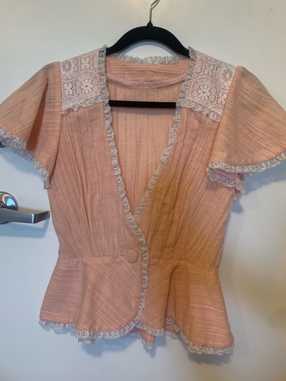 Handmade Vintage Deep Cut Lace Blouse